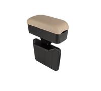 Qirc Bracciolo per auto, protezione per console centrale, estensione per gomito e avambraccio, supporto per polso regolabile in altezza e imbottitura comfort universale (beige, con portabicchieri)