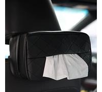 Qirc Porta fazzoletti da auto in pelle PU, per sedile posteriore dell'auto, da appendere al poggiatesta, portatovaglioli universale,dispenser di fazzoletti adatto per 120 fazzoletti per scatola(nero)