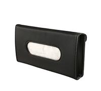 Qirc Porta fazzoletti in pelle per auto, parasole, schienale, borsa da appendere al tetto apribile - si adatta alla maggior parte delle auto (nero)