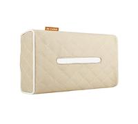 Qirc Porta fazzoletti per auto, scatola universale in pelle PU, multifunzione, per aletta parasole, sedile posteriore, poggiatesta, bracciolo, scatola da appendere, adatta per 100 fogli (beige), 25 x
