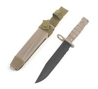 QIRUIMY Tactica baionetta M10 coltello di plastica, coltello di battaglia in gomma pieghevole con titanio, artiglieria CS addestramento modello pugnale Wargame (Marrone)