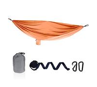 Qis.GH Doppia Hammock Leggero Paracadute Portatile Amache Yard Gear, Include 2 Nylon Cinghie E Acciaio Moschettoni, O Zaino in Spalla, Viaggi, Spiaggia, Cantiere, Escursionismo,Arancia,2M Straps
