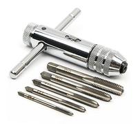 QISF Maschi a mano Set, 5 Pezzi Maschi per filettare M3/4/5/6/8 HSS Maschi per filettare Utensili a mano con Giramaschi Regolabile per Maschi e filiere