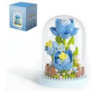 QISHOUTING Mini bouquet di rose blu, 179 pezzi, collezione botanica, giocattoli da costruzione con copertura antipolvere, decorazione per la casa e l'ufficio, regalo creativo per donne, mamma, ragazza