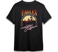 QISHUBAO The Eagles Hotel California Tour 1977 Mens T-Shirt Cotton Unisex Black Tee Tops XL