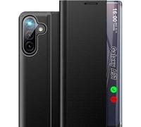 Qissy Custodia per Samsung Galaxy A37 5G, con finestra trasparente e specchio sottile di lusso A37 5G custodia con cavalletto, custodia rigida in policarbonato antiurto per Samsung A37 5G custodie