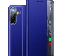 Qissy Custodia per Samsung Galaxy A57 5G, con finestra trasparente e specchio sottile di lusso A57 5G custodia con cavalletto, custodia rigida in policarbonato antiurto per Samsung A57 5G custodie