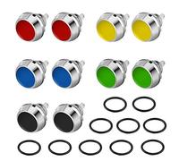 QitinDasen 10Pcs Premium 12mm Interruttore a Pulsante Momentaneo in Metallo, 2 Pin Terminale a Vite Interruttore a Pulsante IP65 Impermeabile, Interruttore a Pulsante Rotondo (5 Colori)