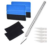 QitinDasen 10Pcs Professionale Feltro Spatola Kit, 4 Pollici Raschietto Bordo in Feltro, Kit di Installazione di Pellicole in Vinile, con Feltro di Tessuto e Coltello di Precision