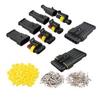 QitinDasen 12 Set Auto Impermeabile Elettrico Connettori, Kit Presa Spina Connettore Elettrico Impermeabile Sigillato, per Auto Camion Barca (1 Pin/2 Pin/3 Pin/4 Pin/5 Pin/6 Pin)