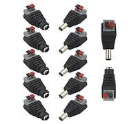 QitinDasen 12Pcs Professionale 12V Premere Tipo DC Alimentazione Connettore Jack Plug Adattatore, 5.5 X 2.1mm Screwless Rapido Filo Connettore, 6 Paia 2 Pin Maschio Spina & Femmina Presa Set