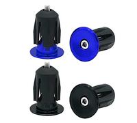 QitinDasen 2 Paia Tappi Terminali Manubrio Bicicletta, Tappi Manubrio in Lega Alluminio, per Bici da Strada, Bici da Corsa, MTB, BMX (Blu + Nero)
