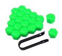 QitinDasen 20 Pezzi 17 mm Auto Ruote Copridado, Tappo Dado Bullone Ruota, Tappo a Vite Mozzo Ruote Auto Universale, Coperchio Dado Pneumatico Esagonali con Strumento di Rimozione (Verde)