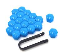 QitinDasen 20 Pezzi 17 mm Auto Ruote Copridado, Tappo Dado Bullone Ruota, Tappo a Vite Mozzo Ruote Auto Universale, Coperchio Dado Pneumatico Esagonali con Strumento di Rimozione (Blu)