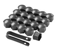 QitinDasen 20 Pezzi 19 mm Auto Ruote Copridado, Tappo Dado Bullone Ruota, Tappo a Vite Mozzo Ruote Auto Universale, Coperchio Dado Pneumatico Esagonali con Strumento di Rimozione (Grigio)