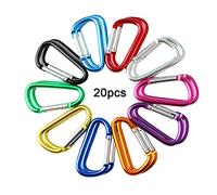 QitinDasen 20Pcs Premium 5cm Alluminio Moschettone Set, Mini Moschettone Portachiavi, Moschettoni Campeggio, Blocco a Clip Gancio, Chiusura Molla (Non per Arrampicata!)