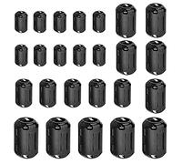 QitinDasen 25Pcs Nero Ferrite Anello Nucleo Set, RFI EMI Rumore Soppressore Cavo Clip, Anti-Interferenza Alta Frequenza Filtro (3.5mm 5mm 7mm 9mm 13mm Diametro Interno)