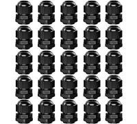 QitinDasen 25Pcs Premium Nylon PG13.5 Pressacavi, 6～12mm Regolabile IP68 Impermeabile Giunti Pressacavo, Impermeabili Pressacavi Connettori con Guarnizioni (Nero)