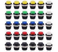 QitinDasen 30Pcs Premium 16mm Interruttore a Pulsante Momentaneo in Plastica, 2 Pin ON/OFF Interruttore a Pulsante Rotondo a Testa Alta, 3A 250V AC / 6A 125V AC (6 Colori)