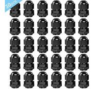 QitinDasen 30Pcs Premium Nylon PG9 Pressacavi, 4～8mm Regolabile IP68 Impermeabile Giunti Pressacavo, Impermeabili Pressacavi Connettori con Guarnizioni (Nero)
