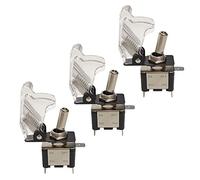 QitinDasen 3Pcs Auto Interruttore a Levetta, con Bianco LED Indicatore e Trasparente Impermeabile Copertura, ON-OFF 2 Posizione 3 Pin SPST Interruttore a Bilanciere (20A/12VDC)
