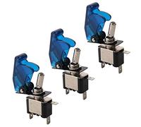 QitinDasen 3Pcs Auto Interruttore a Levetta, con Blu LED Indicatore Blu Impermeabile Copertura, ON-OFF 2 Posizione 3 Pin SPST Interruttore a Bilanciere, per Auto Camion Barca (20A / 12VDC)