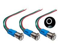 QitinDasen 3Pcs Premium 12V / 24V 3A Interruttore a Pulsante Momentaneo, 12mm Interruttore a Pulsante in Metallo con LED Bianca, Interruttore Avviamento Auto in Acciaio Inossidabile impermeabile