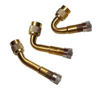 QitinDasen 3Pcs Professionale Pneumatico Valvola Estensione Adattatore Kit, Ottone Pneumatico Stelo Prolunga Schrader Valvola Adattatore, con Tappo Antipolvere (45°, 90°, 135°)