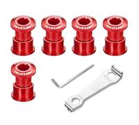 QitinDasen 5 bulloni singoli, in lega di alluminio, M8, dadi per catena della bicicletta, con chiave esagonale da 5 mm e chiave a vite per catena (rosso)