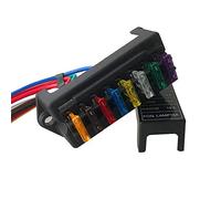 QitinDasen Premium 8 Vie Scatola Portafusibili con Filo, 2 Ingressi 8 Uscite Portafusibili, Scatola Fusibili a Lama Standard Universale, con 10Pcs Fusibile Standard Gratuito (12V/24V/36V/48V)