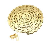 QitinDasen Singlespeed - Catena per bicicletta, 1/2 x 1/8", 114 maglie, con connettore per catena per bicicletta single-peed (oro)