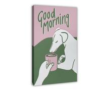 QITJSGD Poster su tela con scritta "Good Morning", decorazione per camera da letto, ufficio, camera da letto, regalo, 20 x 30 cm