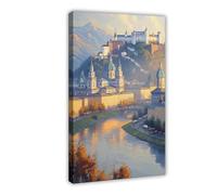 QITJSGD Poster su tela di Salisburgo Austria, decorazione per camera da letto, ufficio, stanza, regalo, 40 x 60 cm