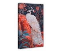 QITUBVAF Albino Pavone Maximalista Poster su tela, decorazione artistica da parete per soggiorno e camera da letto, 20 x 30 cm