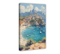 QITUBVAF Calvi Corsica, pittura ad olio su tela, decorazione artistica da parete per soggiorno, camera da letto, decorazione, 50 x 75 cm
