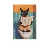 QITUBVAF Poster su tela con gatti che leggono le notizie, decorazione per camera da letto, ufficio, stanza, regalo, 30 x 45 cm