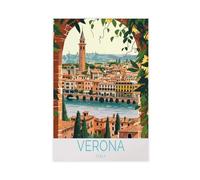 QITUBVAF Stampa artistica da parete con stampa di Verona Italia, per soggiorno, camera da letto, 20 x 30 cm