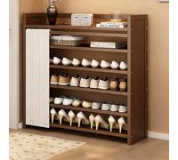 QIUCHIREMAI Scarpiera Pieghevole Alta E Stretta Verticale Scaffale Organizer Per Pantofole Mobile Ingresso Per Ripostiglio - Salvaspazio E Senza Montaggio Wood 5-Tier(50 * 24 * 60)