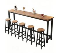 QIUCHIREMAI Tavolo e Sedie da Bar Rettangolare Stretto Tavolo Alto per Bancone Cucina o Bar, Design Salvaspazio in Legno, Ideale per Spazi Ristretti-Facile da Montare BlackFrame+oak 47.2"