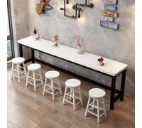 QIUCHIREMAI Tavolo e Sedie da Bar Rettangolare Stretto Tavolo Alto per Bancone Cucina o Bar, Design Salvaspazio in Legno, Ideale per Spazi Ristretti-Facile da Montare BlackFrame+white 70.9"