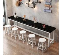 QIUCHIREMAI Tavolo e Sedie da Bar Rettangolare Stretto Tavolo Alto per Bancone Cucina o Bar, Design Salvaspazio in Legno, Ideale per Spazi Ristretti-Facile da Montare WhiteFrame+black 70.9"