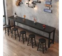 QIUCHIREMAI Tavolo e Sedie da Bar Rettangolare Stretto Tavolo Alto per Bancone Cucina o Bar, Design Salvaspazio in Legno, Ideale per Spazi Ristretti-Facile da Montare BlackFrame+black 86.6"