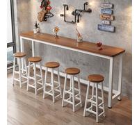 QIUCHIREMAI Tavolo e Sedie da Bar Rettangolare Stretto Tavolo Alto per Bancone Cucina o Bar, Design Salvaspazio in Legno, Ideale per Spazi Ristretti-Facile da Montare WhiteFrame+oak 86.6"