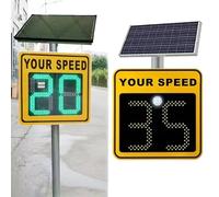 QIUFANGY Segnale Stradale di Avvertimento con Display Solare a LED for la velocità, Accessori for segnaletica Limite Radar in Alluminio, Impermeabile, Riflettente ad Alta luminosità(A)