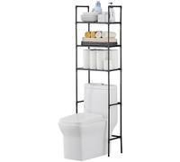QIUFEN Mensola portaoggetti per bagno, Sopra Scaffale per lavatrice, 3 Livelli, Mobile Sopra wc, Salvaspazio Mobiletto Bagno, Nero