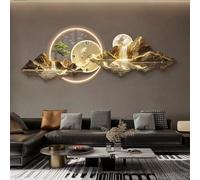 QIUHTR Orologio Da Parete Decorativo 3D Con Luce LED, Quadro Artistico Moderno Da Appendere, Orologio Silenzioso, Decorazione Da Parete Per Soggiorno E Sala Da Pranzo(Yellow,50 * 150cm)