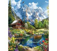 Qiukoo Dipingere con i numeri, paesaggio per adulti, fai da te, kit per pittura a olio, pittura con numeri, set fai da te per adulti, per regalo e decorazione per la casa (40 x 50 cm)