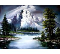 Qiukoo Dipingere con i numeri, paesaggio per adulti, fai da te, per adulti, con pennelli e colori acrilici, kit per pittura a olio per la decorazione della casa e regalo