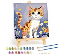 Qiukoo Dipingi con i numeri, per bambini con cornice, dipingi gli animali con i numeri, per bambini dai 5, 6, 7, 8, 9, 10 anni, per bambine e ragazzi, per regali e decorazioni da parete, 20 x 20 cm