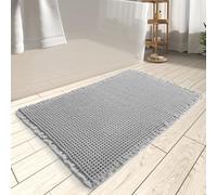 QIUKUN Tappetino da bagno a nido d'ape, super assorbente, antiscivolo, per pavimento del bagno, lavabile in lavatrice, con nappe, tappetino da bagno con retro in gomma, ultra morbido (grigio, 45,7 x